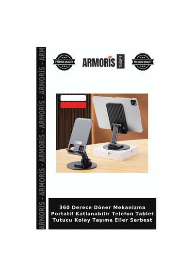 360 Derece Döner Mekanizma Portatif Katlanabilir Telefon Tablet Tutucu Kolay Taşıma Eller Serbest