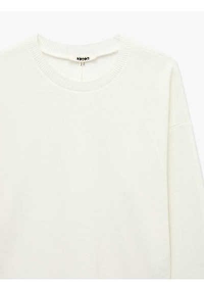 Koton Regular Fit Uzun Kollu Bisiklet Yaka Basic Sweatshirt Ekru 7wak10006ek