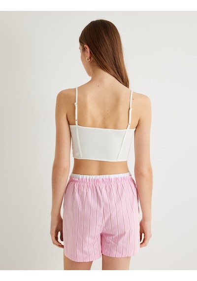 Koton Korse Görünümlü Büstiyer Askılı Pamuklu Slim Fit Beyaz 4sak10672ek