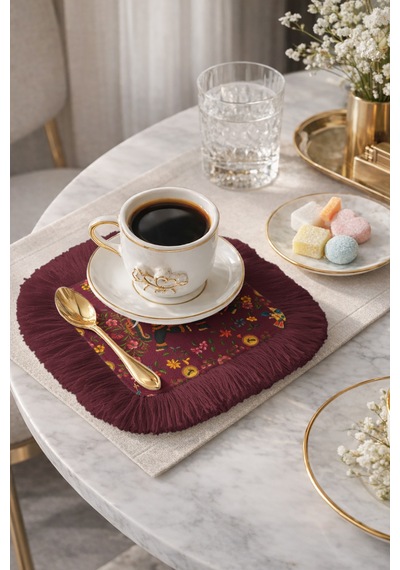 Hint Saray Motifli Saçaklı Sunum Peçetesi - Uzak Doğu Bohem Bordo Altın Renkli Bardak Altlığı Mendil Soluk Ayışığı Bal Hint Saray Motifli Saçaklı Sunum Peçetesi - Uzak Doğu Bohem Bordo Altın Renkli Bardak Altlığı Mendil Soluk Ayışığı Bal