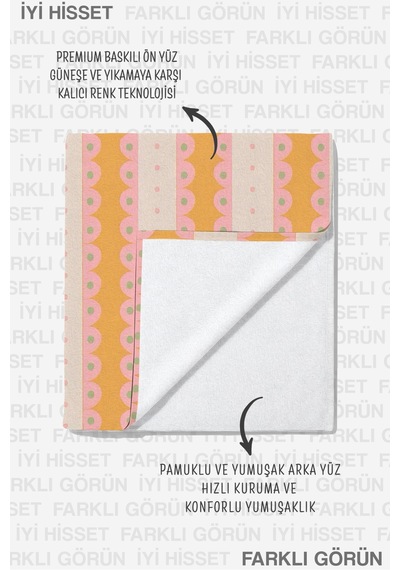Çizgili Retro Fırfır Desenli Plaj Havlusu - Pastel Bohem Sarı Pembe Hızlı Kuruyan Mikrofiber Havlu Yumuşak Papatya Çizgili Retro Fırfır Desenli Plaj Havlusu - Pastel Bohem Sarı Pembe Hızlı Kuruyan Mikrofiber Havlu Yumuşak Papatya