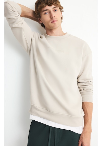 Defacto Boxy Fit Uzun Kollu Pamuklu Bisiklet Yaka İçi Yumuşak Tüylü Baskılı Sweatshirt X8282az26aubg672 Bej-bg672