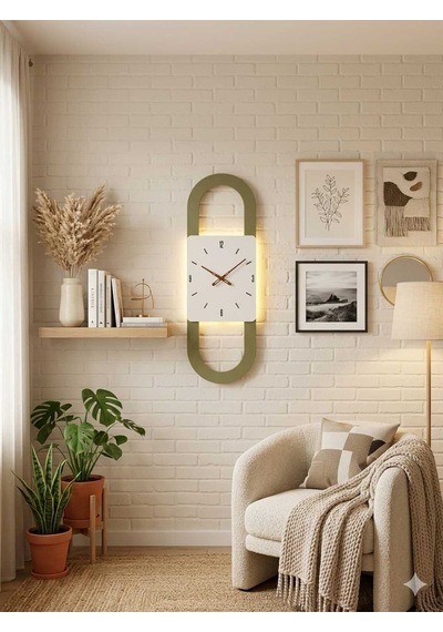 Berlin Ahşap Salon Duvar Saati Pilli Ledli Quartz Ultra Sessiz Mekanizma 28 Cm X 85 Cm Bej