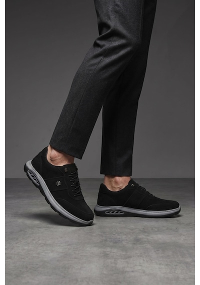 Letao Erkek Taba Yüksek Kalite Hakiki Deri Günlük Konfor Ayakkabı - Casual Sneaker Siyah