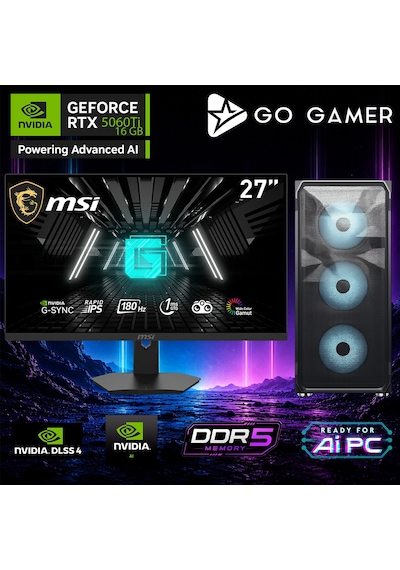 Go Gamer E653DF i7-14700KF 64 GB 1 TB SSD RTX5060Ti 16 GB 27" Free Dos Oem Paket Masaüstü Oyuncu Bilgisayarı