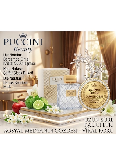 Puccini Paris Beauty Edp 100 Ml Kadın Parfümü Bergamot & Elma Notalı Kristal Tazelik Uzun Süre Kalıcı Özel Seri Çiçeksi Puccini Paris Beauty Edp 100 Ml Kadın Parfümü Bergamot & Elma Notalı Kristal Tazelik Uzun Süre Kalıcı Özel Seri Çiçeksi