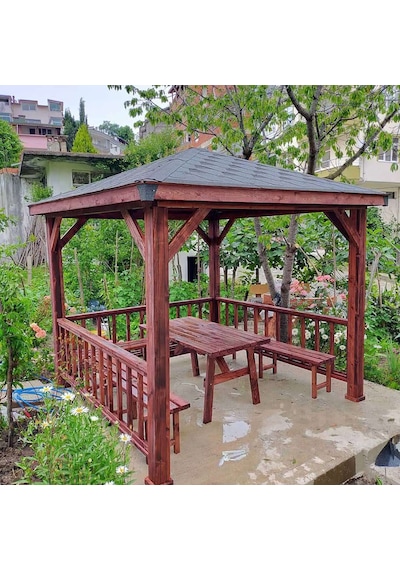 Şen Mobilya Ahşap Kamelya Pergola Ahşap Çardak Kamelya K09 Maun