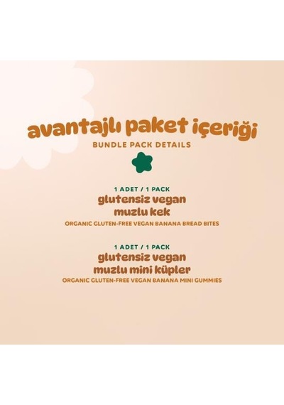 Organik Glutensiz Vegan Muzlu Atıştırmalık Paketi - 2 Adet 2 Çeşit 60 G