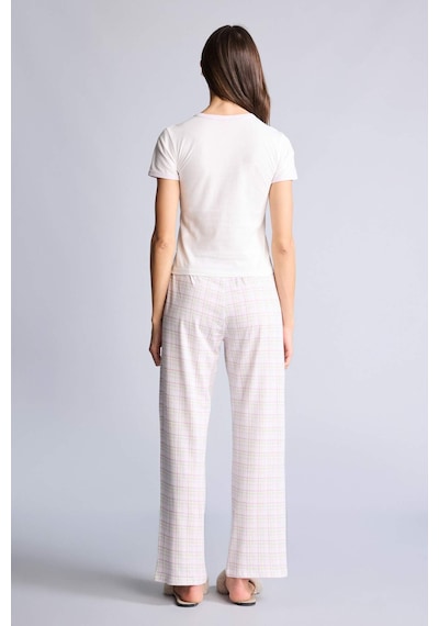 Defacto Pijama Takımı Üst Kareli Alt H2023ax26smpn425 Pembe-pn425