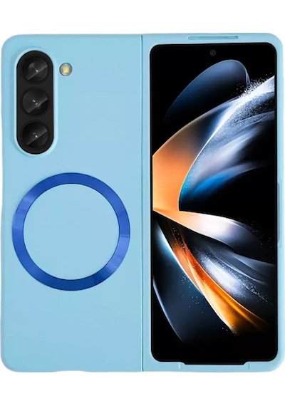 Newface Samsung  Uyumlu - Galaxy Z Fold 5 Kılıf Mata Fold Kapak - Sierra Blue