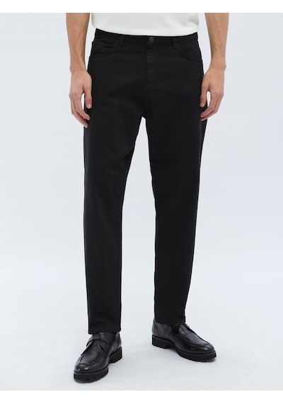 Kip Siyah Dokuma Carrot Fit Casual Pamuk Karışımlı Pantolon 687357 Siyah
