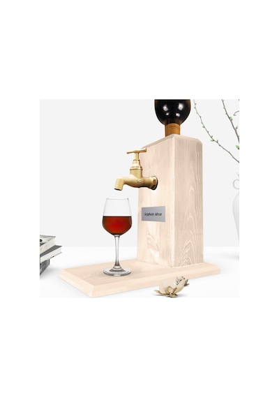 Kişiye Özel Doğal Ahşap Içki Standı Çeşmeli Şarap Viski Rakı Eskitme Ceviz