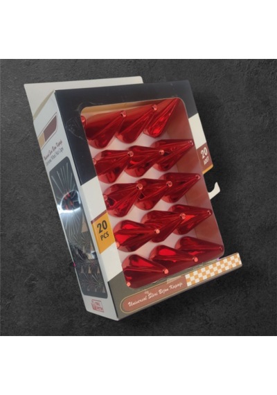 17mm Sivri Parlak Kırmızı Bijon Kapağı 20li Set