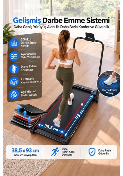 V-fit By Compact Vibe Titreşimli Yürüyüş Bandı 10 Km/sa Bluetooth%12 Manuel Eğimli 3'lü Loop Bant Seti Hediyeli