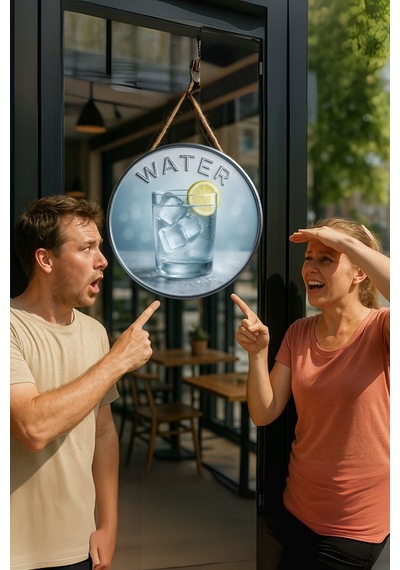 Water Temalı Kapı Süsü Tablosu, Su Temalı Ferahlatıcı Uv Baskılı Dekoratif Cafe Ev Duvar Aksesuarı