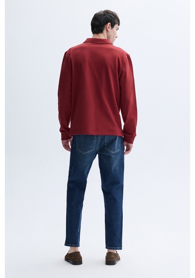 Mudo Erkek Erkek Bordo Loose Fit Düğmeli Dik Yaka Sweatshirt 1264101