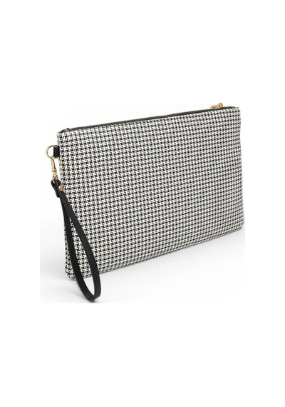 Silver Polo Siyah - Siyah Kaz Ayağı Ekose Kadın Portföy Ve Clutch El Çantası Sp1034