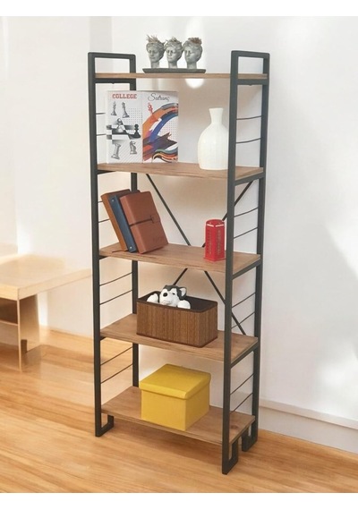 Dekoratif Ahşap Raflı Metal Kitaplık Çok Amaçlı 5 Raflı Dolap Matkapsız Kolay Kurulum Çok Renkli Dekoratif Ahşap Raflı Metal Kitaplık Çok Amaçlı 5 Raflı Dolap Matkapsız Kolay Kurulum Çok Renkli