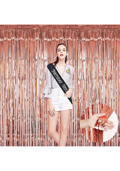 Rose Gold Püsküllü Kapı Perdesi 6 Yaş