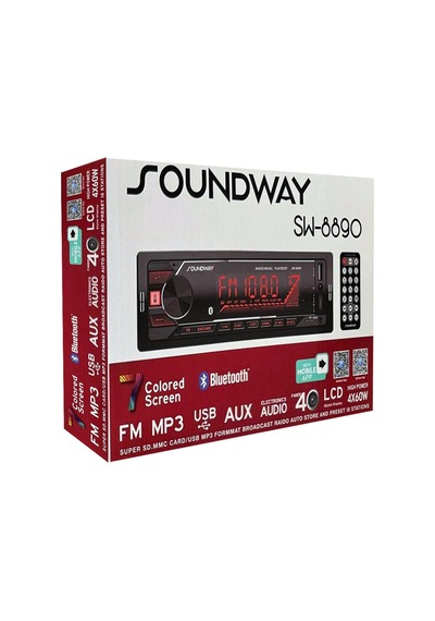 Soundway Sw-8890 Araç Oto Teyp 4x60 Watt Bt 2xusb Aux Fm App Kontrol 7 Renk Ekranlı