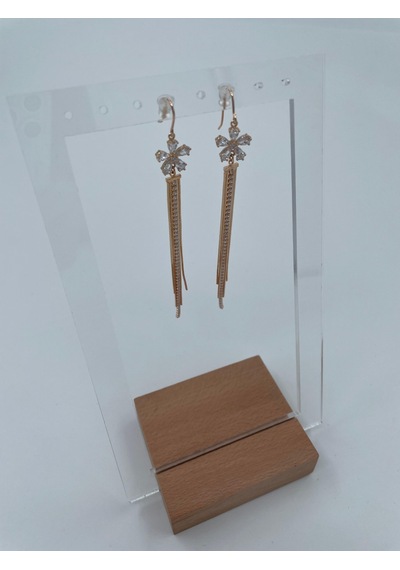 Xbaby Papatya Çiçekli Sıra Taşlı Rose Gold Sallanan Küpe