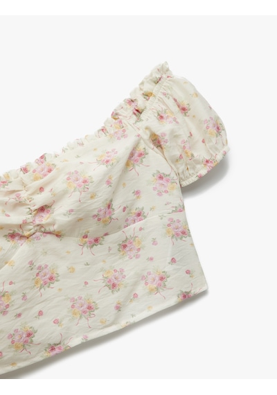 Koton Aerobin Viskon Kumaş Takma Kol Düşük Omuz Çiçekli Crop Bluz Ekru Desenli 5sak30089pw Ekru Desenli Koton Aerobin Viskon Kumaş Takma Kol Düşük Omuz Çiçekli Crop Bluz Ekru Desenli 5sak30089pw Ekru Desenli