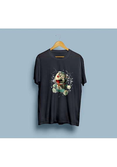 Oversize Parçalanmış Peluş Tasarım Unisex T-shirt Siyah