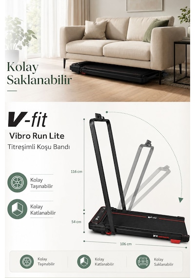Voit Vibro Run Lite Titreşim Modlu Loop Bant Seti Hediyeli Katlanabilir Koşu Ve Yürüyüş Bandı 8 Km/h Brushless Motor