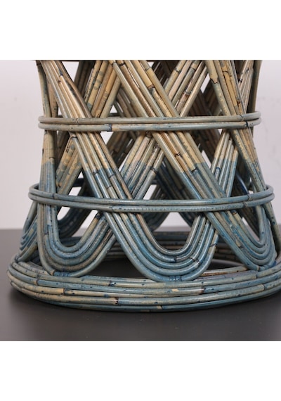 Şölen 40x36 Cm Doğal Kubu Rattan Sehpa & Tabure Mavi