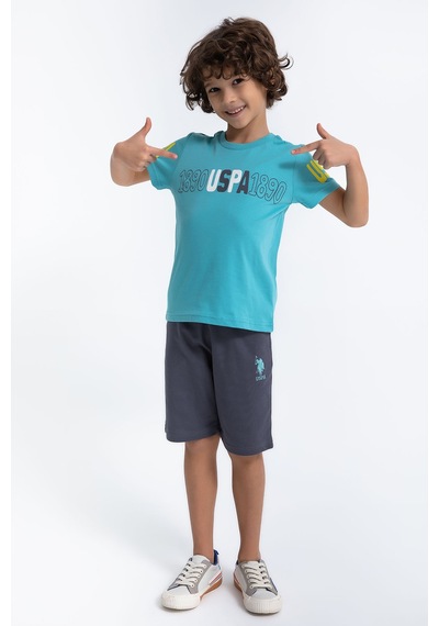 U S Polo Assn Klasik Cam Göbeği Erkek Çocuk Bermuda Takım