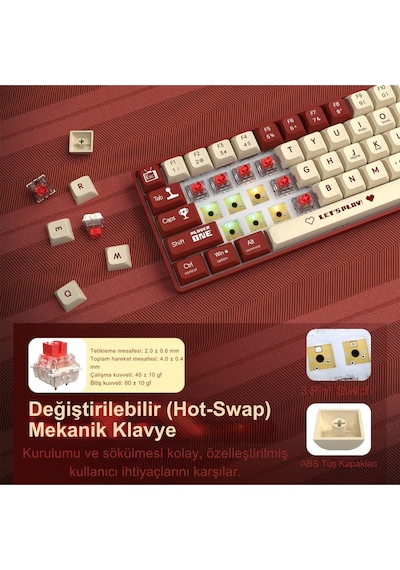 Ak680 Kablolu Brown Switch Mekanik Klavye-rainbow Aydınlatma Hot-swap
