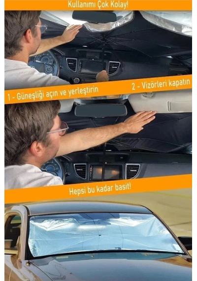 Araba Güneş Gölge Koruyucu Yenilenmiş Yansıtma Teknoloji Şemsiye Oto Ön Cam Güneşlik Araç Şemsiyesi