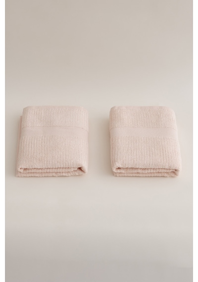 Ivory Somon Fitilli Mikro Fiber %100 Pamuk 2li El Yüz Havlusu Set Somon
