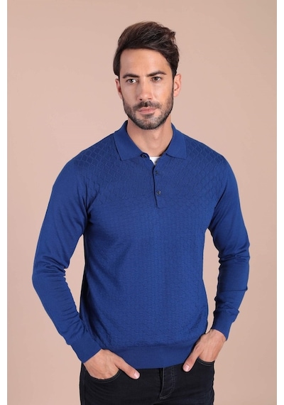 Ferraro Polo Yaka Superfine Yün Kazak - Saks Saks (490432989) Saks