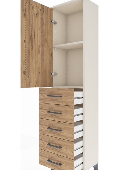 Arges Dolap 2 Raflı 5 Çekmeceli Tek Kapaklı 44x30x182 Aytaşı-çam Aytaşı
