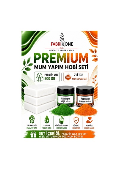 Premium Mum Yapım Hobi Seti - Parafin Wax 500 Gr - 2'li Toz Mum Boyası Seti - Yeşil, Turuncu Bkfabpw5002yt Karışık