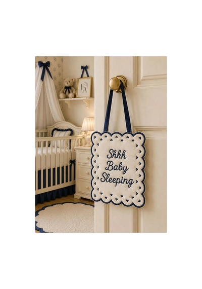 Keten Bebek Uyku / Baby Sleeping Kapı Yastığı Lacivert