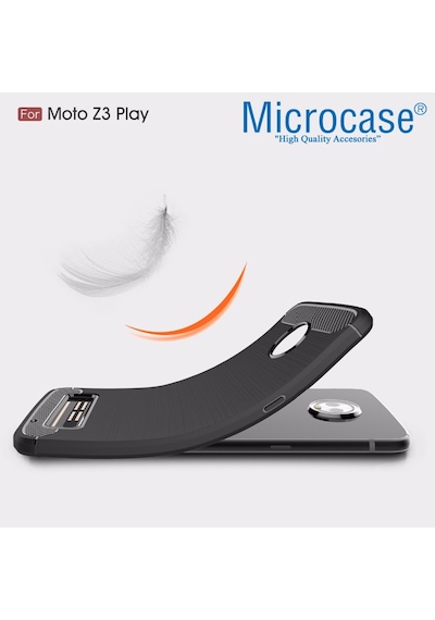Motorola Moto Z3 Play Brushed Carbon Fiber Silikon Tpu Kılıf+Cam