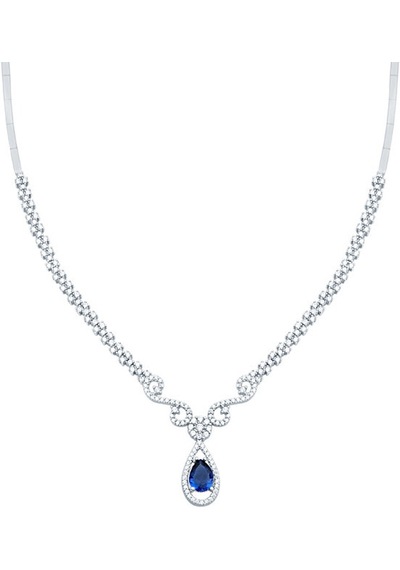 Diamond Line - Gülaylar - Beyaz Altın 14 Ayar Trend Gerdanlık Standart