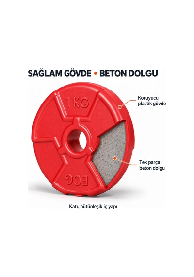Spor 21 Kg Dambıl Seti Kırmızı Siyah