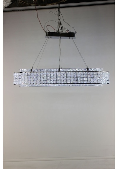Kristal Taşlı Masaüstü Led Avize 3 Renk Işıklı Modern Aydınlatma Gümüş