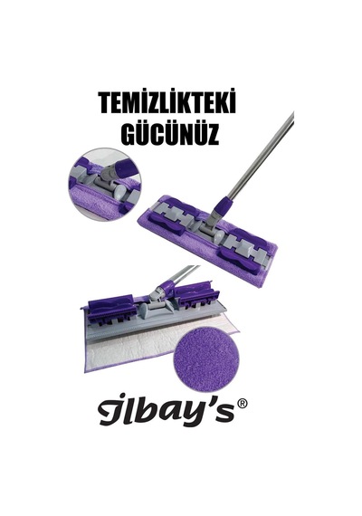 İlbay's Mikrofiber Mandallı Yer Mopu Mor + Yedek Mop