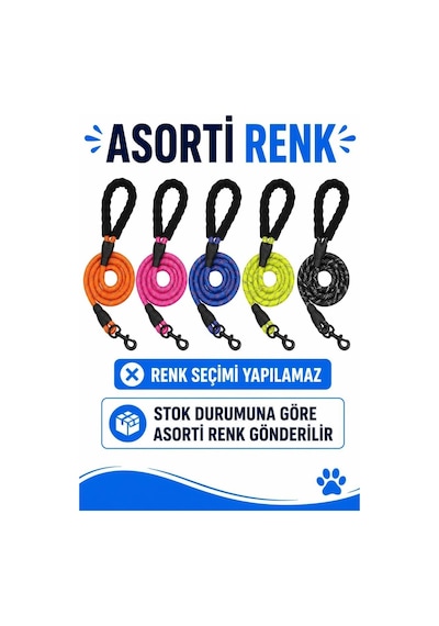 Reflektörlü Köpek Gezdirme Kayışı 150 Cm Dayanıklı Naylon Tasmalı, Yumuşak Saplı, Orta Ve Büyük Irk Köpekler İçin Güvenli Yürüyüş Tasması, Asorti Renk