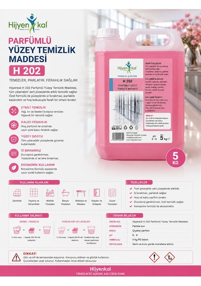 Hijyenkal Parfümlü Yüzey Temizlik Maddesi H 202 5 Kg