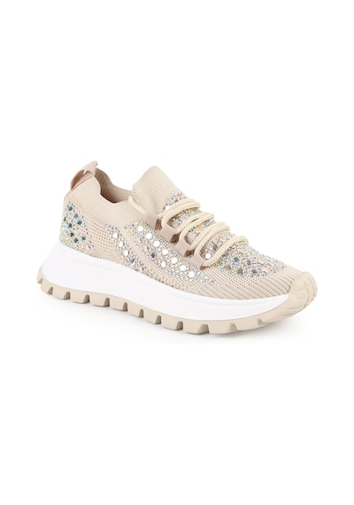 Libero L085.k201 Taş İşlemeli Triko Esnek Kalın Hafif Eva Taban Kadın Sneaker Ten