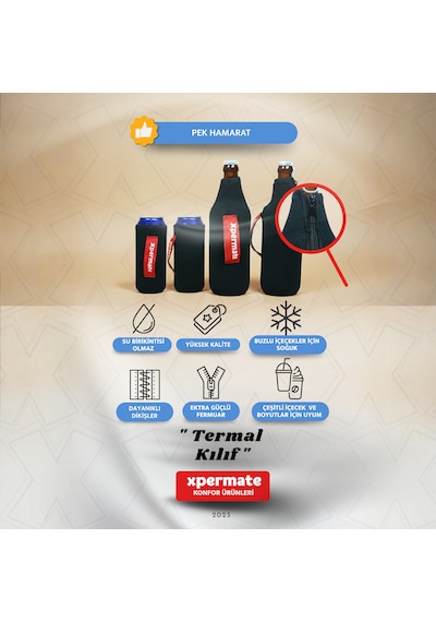 Xpermate Termal İçecek Kılıfı Sıcak & Soğuk Tutan Şişe Bira Termal Kılıf 0,5l Siyah