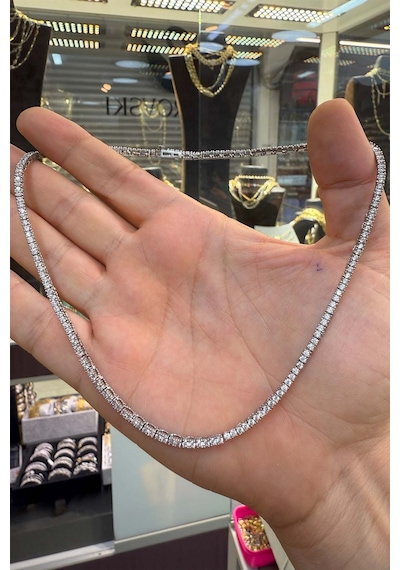 3mm Döküm Su Yolu Pırlanta Modeli 45 Cm Kolye Beyaz
