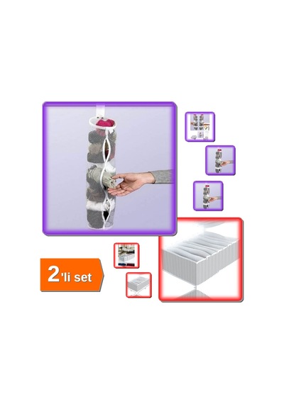5 X Dolap İçi Asılabilir Çorap Düzenleyici + 8 Bölmeli Xl Pratik Çekmece Organizer - 2li Set 58p8t8 Belirtilmemiş