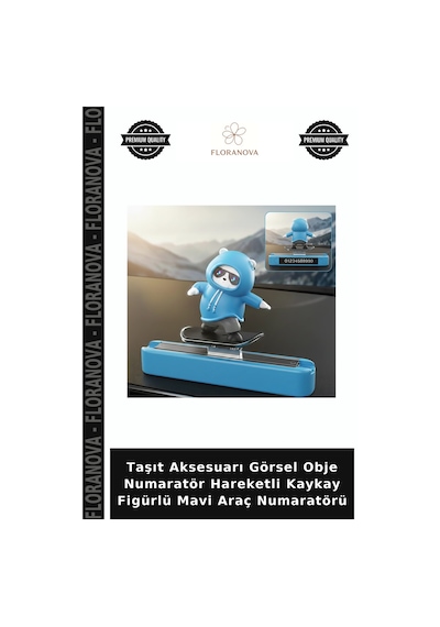 Taşıt Aksesuarı Görsel Obje Numaratör Hareketli Kaykay Figürlü Mavi Araç Numaratörü