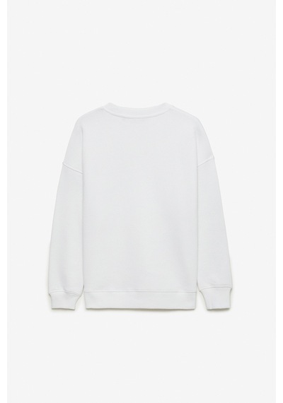 Ethıquet MIMI Kadın Yuvarlak Yaka Regular Beyaz Sweatshirt